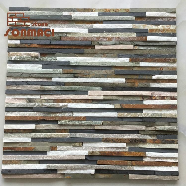 Esay Installation Mixed Color Stacked Stone Wall Cladding