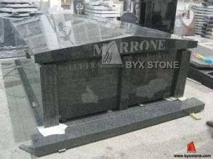 G654 Two Crypt Dark Grey Granite Mausoleum