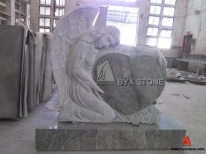 Seawave Green Granite Monument with Angel Carved Headstone