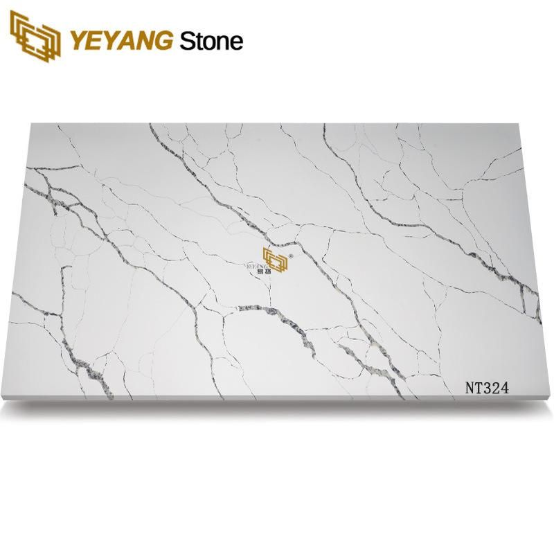 Countertop Material Quartz Stone with Black Veins for Kitchen/Bathroom/Floor/Wall//Countertop