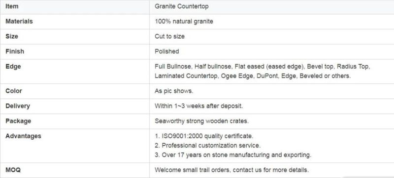 Customized Cheap Granite G687 Peach Red Polished Countertop Vanity Top