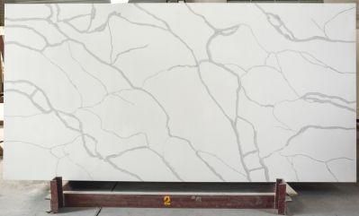 Calacatta Vining Polished Surfaces Engineered Quartz Stone Slab with NSF SGS Certification for Counter-Top