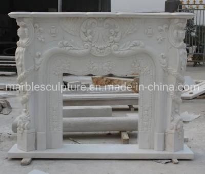 Various Generous Style Natural Indoor Decorative Hand Carved Marble Fireplace (SYMF-403)