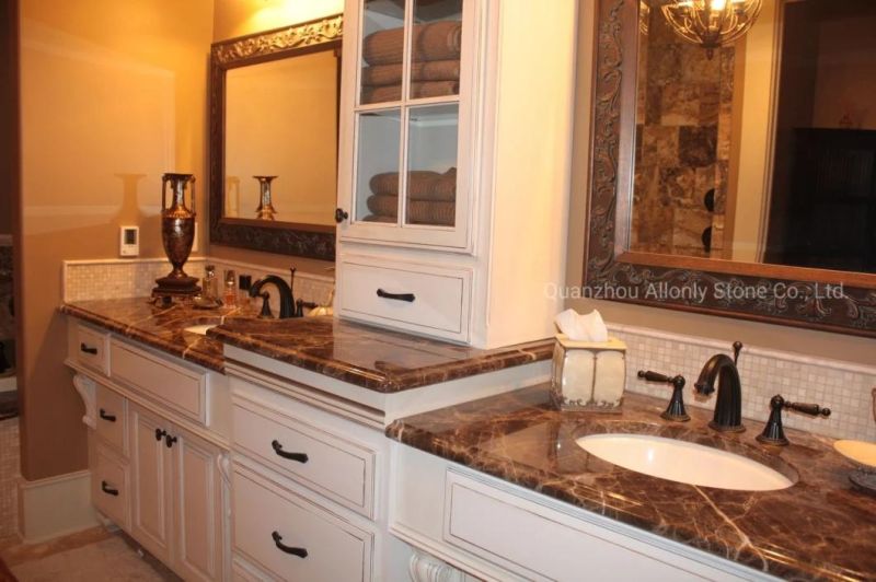 Commercial Project Wholesale Prefab Emperador Marble Bathroom Countertop/Vanity Top