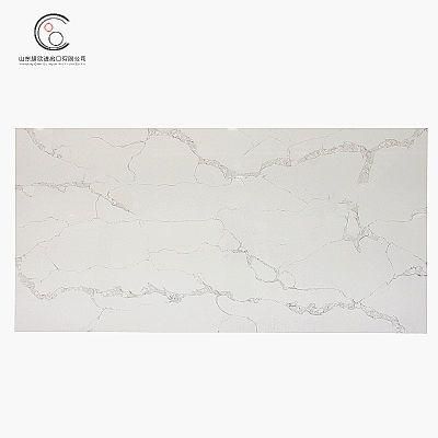 China White Engineered Quartz Stone Slab Kitchen Countertop