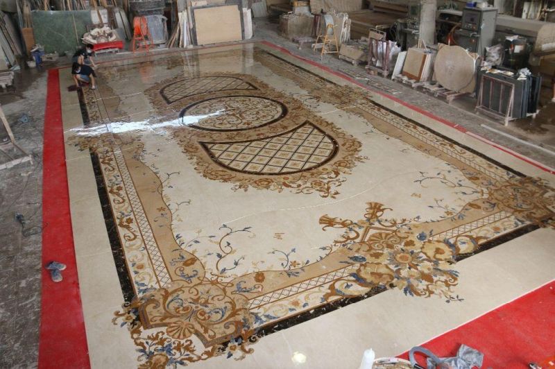 Luxury Water Jet Marble Inlay Flooring Patterns Marble Floor Medallion for Majlis Men Sitting Room Floor Decoration