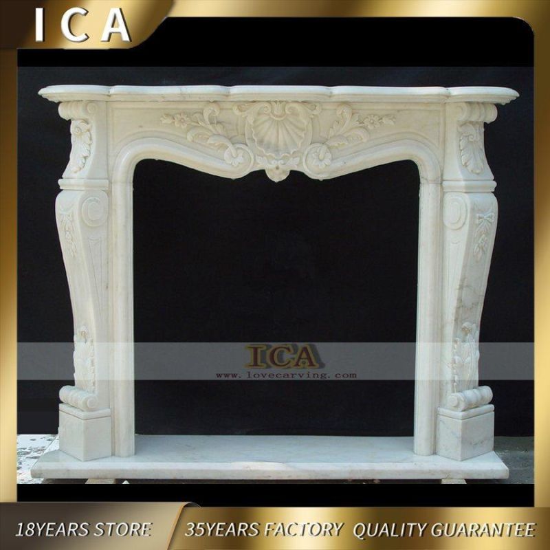 Decoration Home White Natural Stone Marble Fireplace