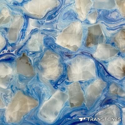 Blue Decorative Polished Resin Stone Panel Alabaster Sheet