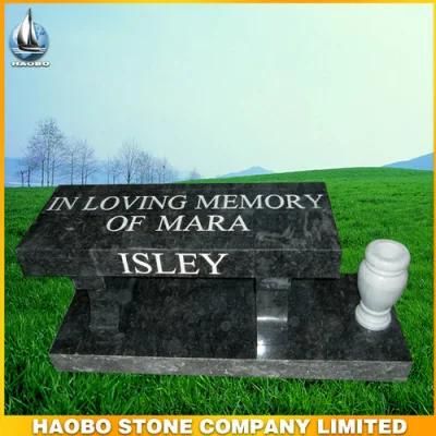 Polished Granite Memorial Bench with Vase