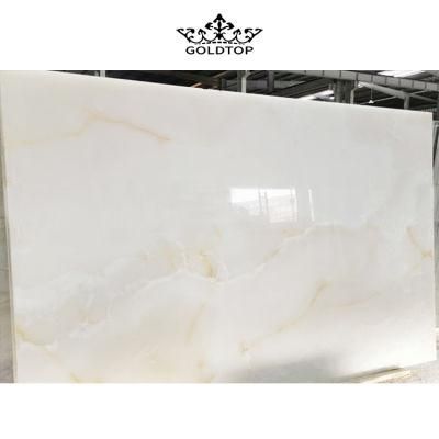 Natural Stone Factory Price Polished Gold Veins White Onyx Countertop /Tabletop/Floor Tiles/Slab Tiles/Wall Tiles