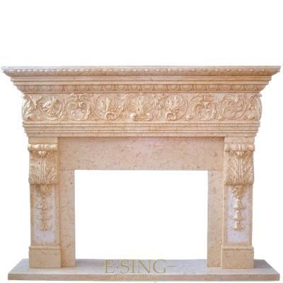 Italian Style Carved Royal Large Antique Fancy White Marble Fireplace Mantel