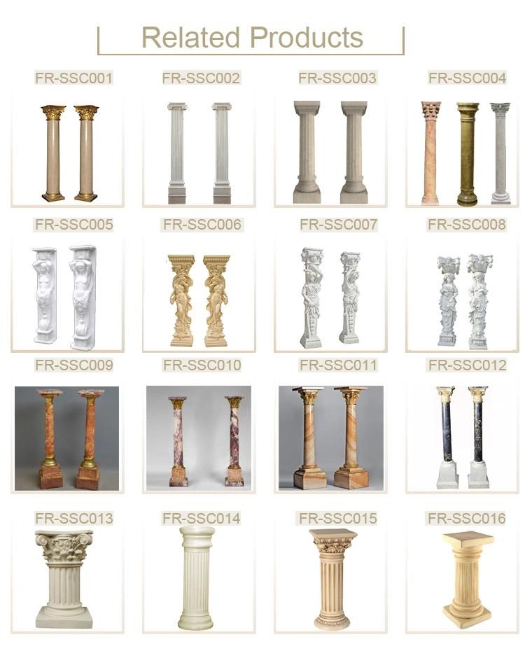 Outdoor Indoor Natural Stone Large Marble Pillar Roman Column for Building