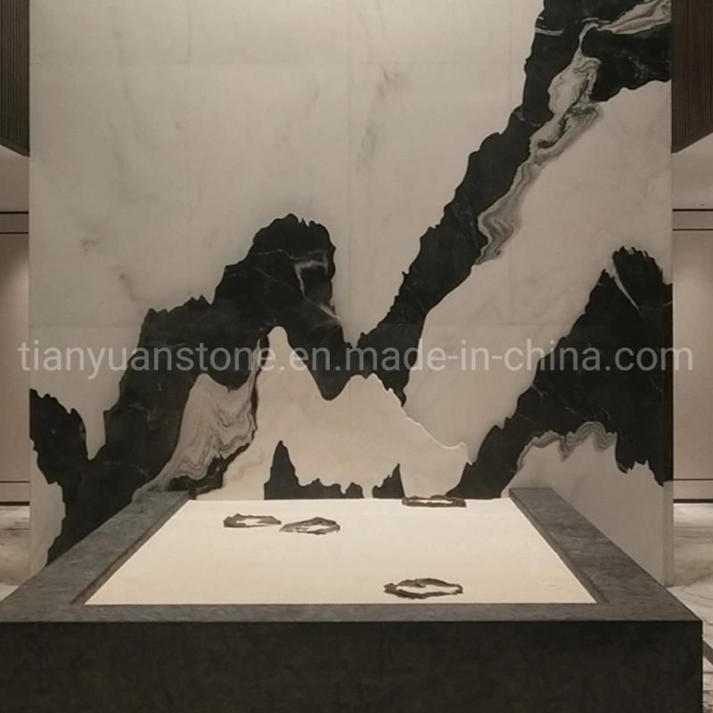Panda White Marble Stair White Marble Bookmatch Slab Wall Shower Flooring