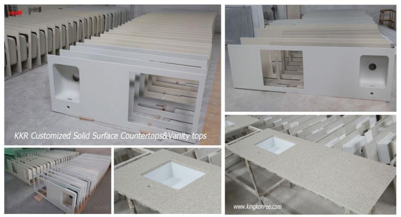 Solid Surface Resin Hand Washing Basin Single Sink Bathroom Poly Marble Vanity Top