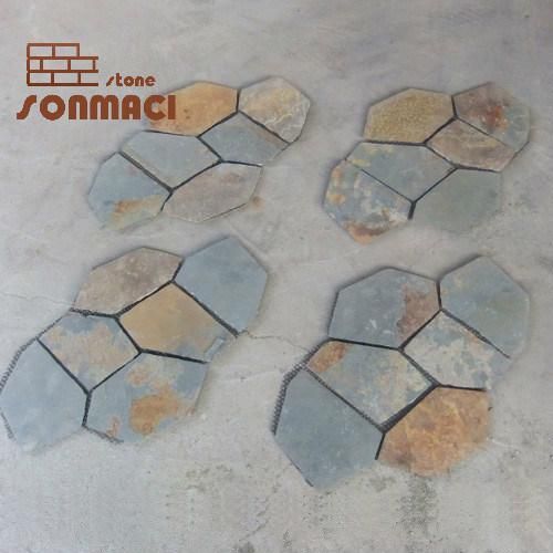 Natural Flagstone Mat Mesh Paving Stone Tile