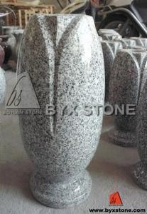 Polished Grey Granite Stone Flower Vase for Gravestone