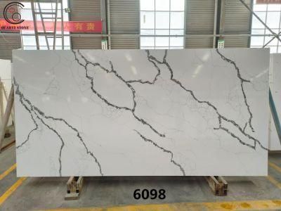 Artificial Quartz Stone Slab with Clear Dark Veins Used for Countertops