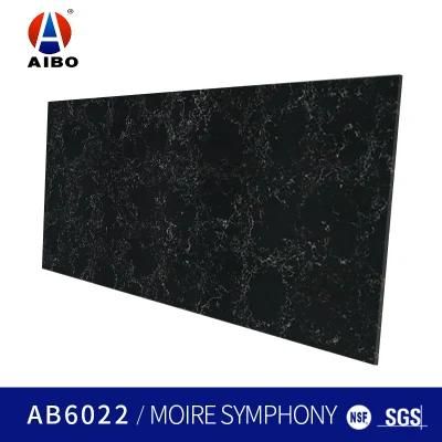 Impact Resistant Indoor Flooring Black Carrara Quartz Stone