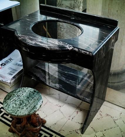 Customized Single Hole Wash Basin Sink Rectangular Black Marble Wash Hand Basins Bathroom Vanities Countertops Vanity Tops