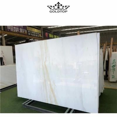 High Quality Stone Slabs Gold Veins Hemus White Marble Slab for Countertop and Bathroom Vanities