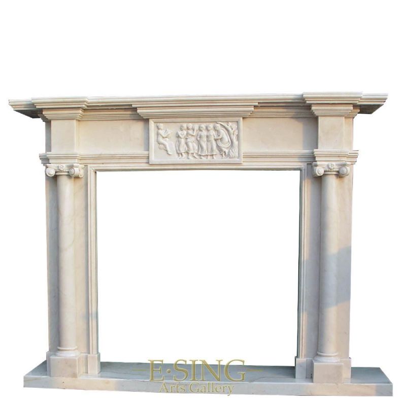 Indoor Usage Large Sculpture French Marble Fireplace Surround