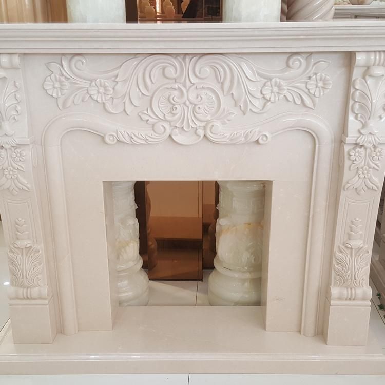 Stone Carving Home Decoration White Marble Fireplace Surround