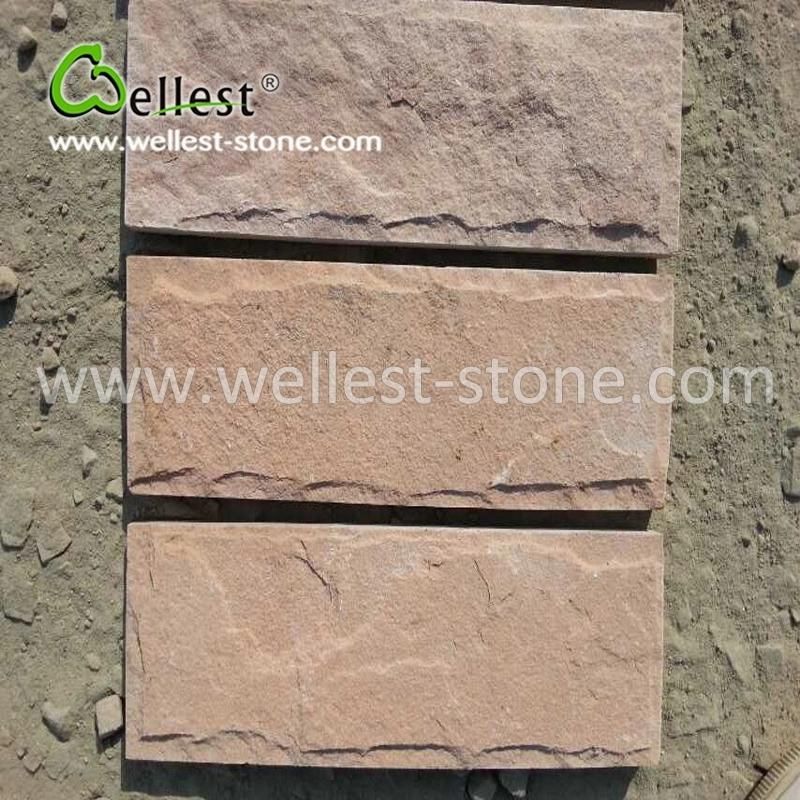 Beautiful Pink Sandstone Mushroom Wall Tile for Villa Column Fence