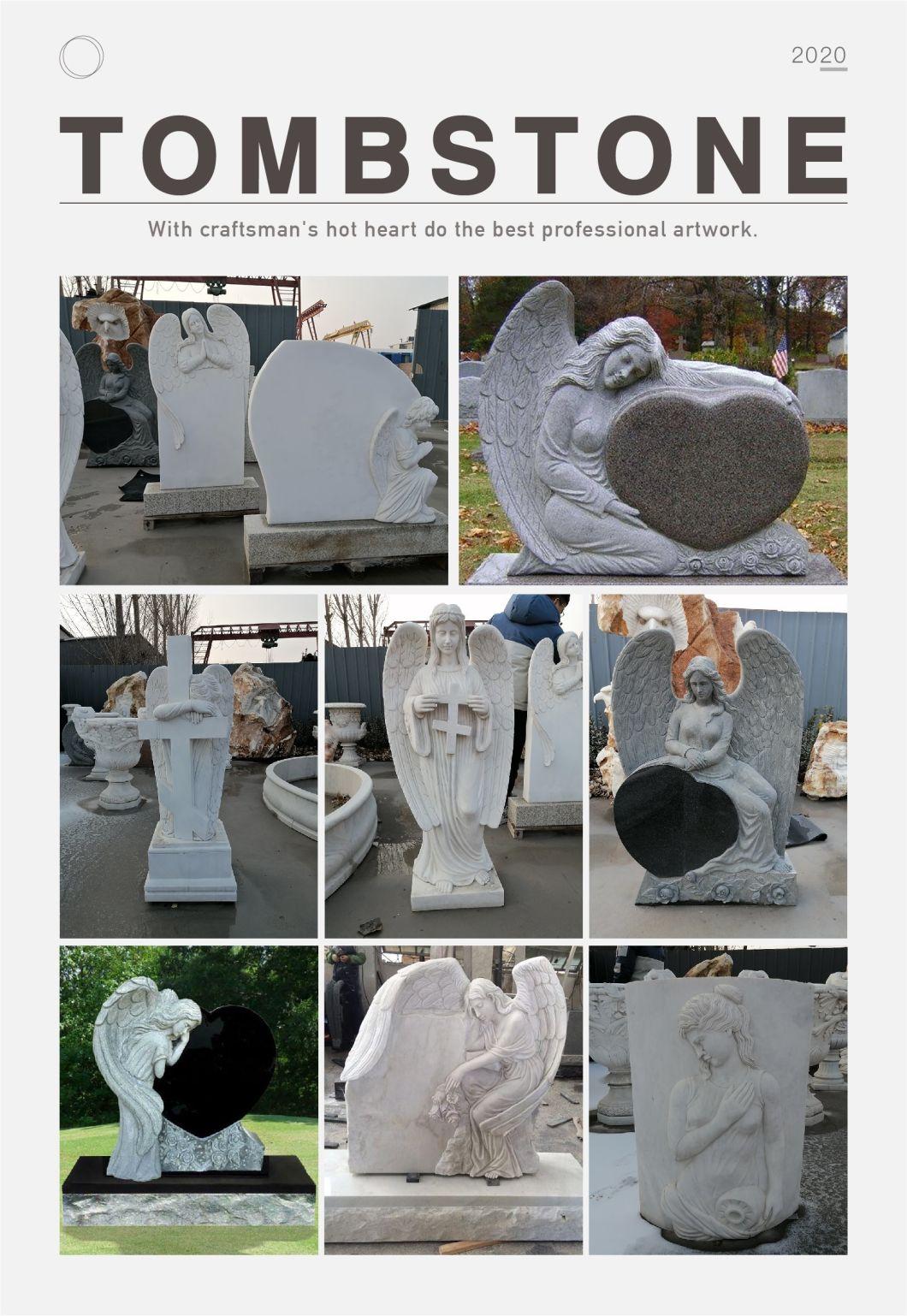 Blve Stone Cemetery Weeping Angel Statues Tombstone Marble Headstone