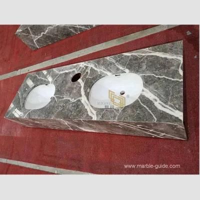 Custom Natural Castel White/Green/Grey Marble Vanity for Home/Commercial/Hotel Bathroom