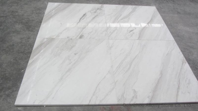 White with Purple Veins Flooring Wall Cladding Book Match White Volakas Marble Tile