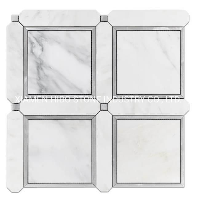 Marble Stone Mosaic with Brass/Stainless Steel/Metal/Shell Pattern Interior Wall/Floor/Kitchen Backsplash Mosaic Tile