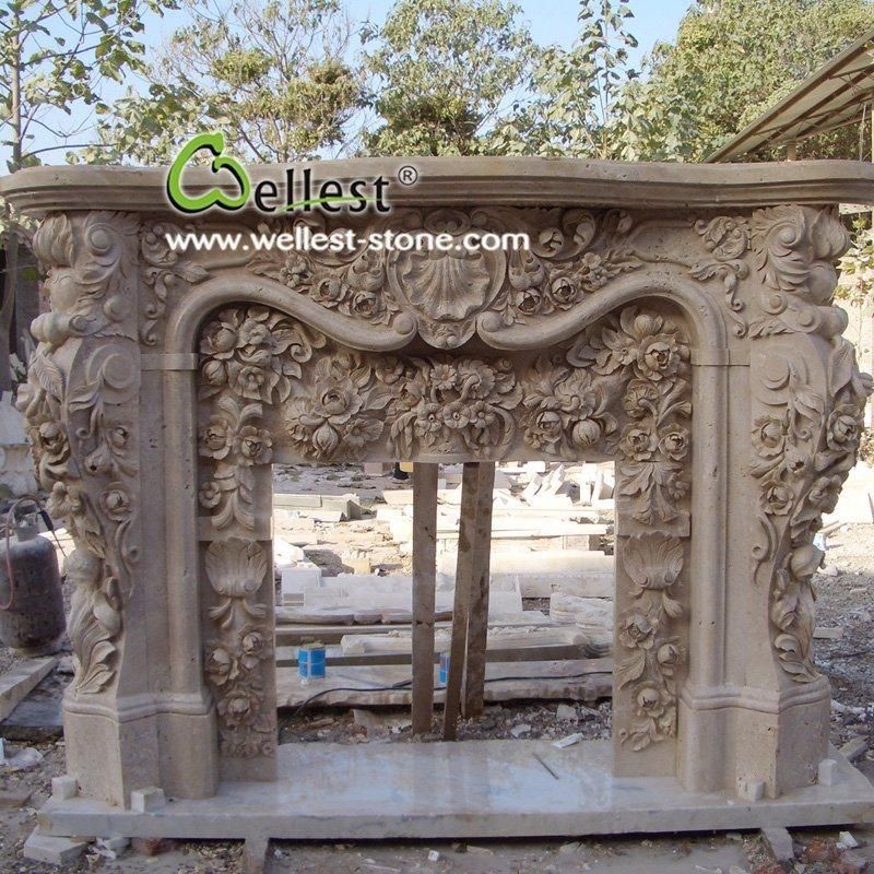China Natural Stone White Marble Fireplace Hearth Mantel for Indoor House