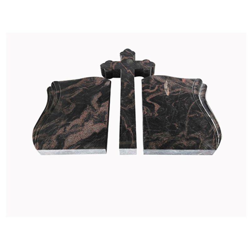 India Aurora Red Granite Tombstone Monument with Orthodox Cross Headstone