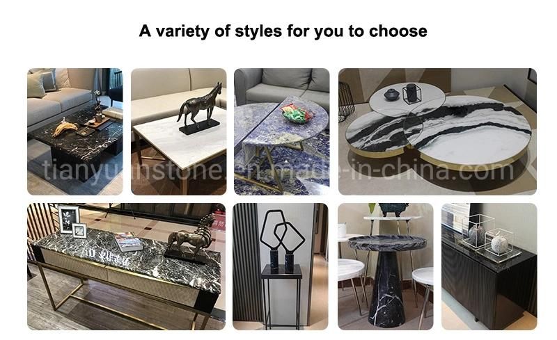 Modern Metal Rectangle Console Table with Marble Top