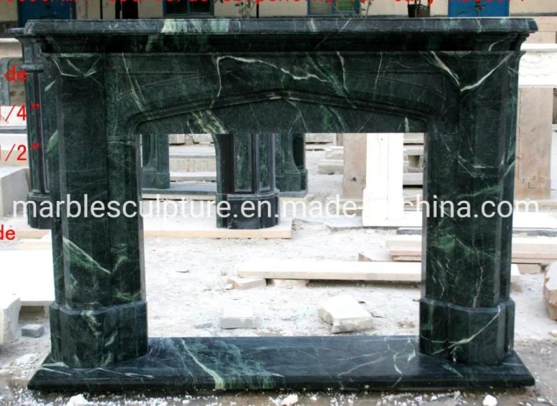 Simple Design Natural Stone Mantel Green Marble Fireplace (SYMF-083)