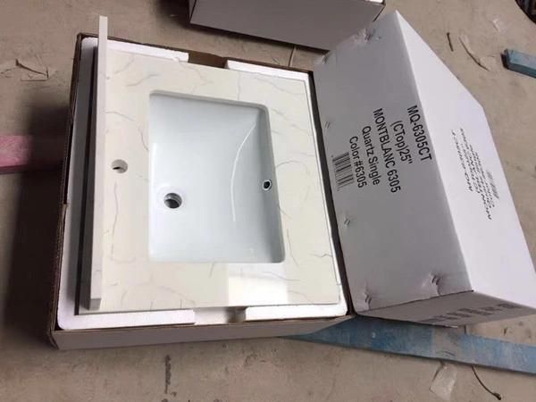 Prefab White Quartz Countertop for Kitchen/Bathroom