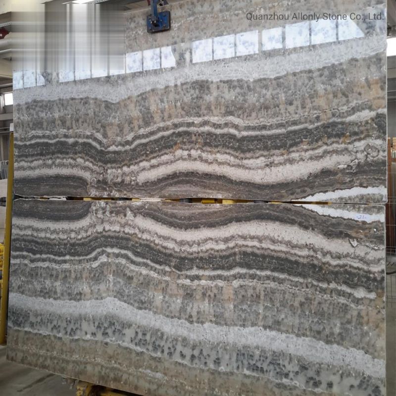 Vein Cut Translucent Wooden Marble Onyx Slab for Wall Decoration