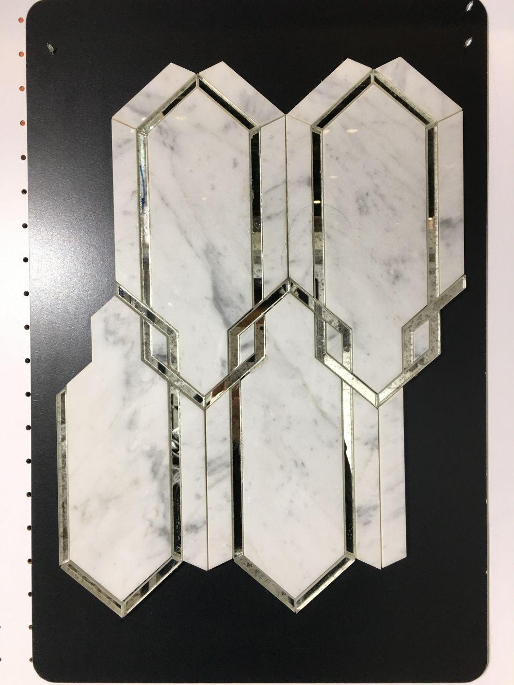 Natural Black and Brass Waterjet Marble Mosaic Wall Tile
