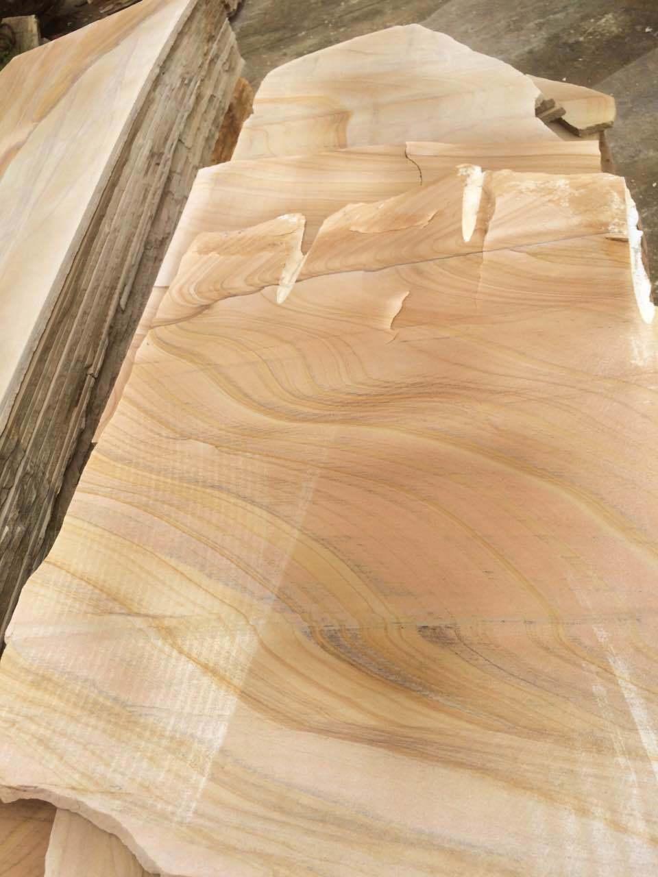 Yellow Wooden Sandstone Tile and Slab for Pavement