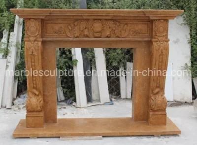 Realistic Type Natural Indoor Decorative Hand Carved Marble Fireplace (SYMF-402)
