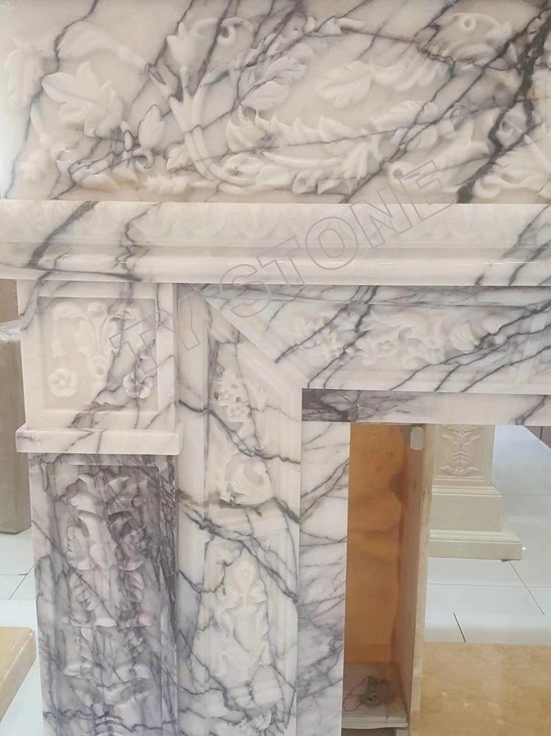 Indoor Decorative European Style White Marble Fireplace