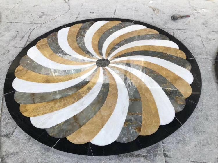 Hotel Decoration Marble Design Waterjet Stone Flooring Tile Medallion