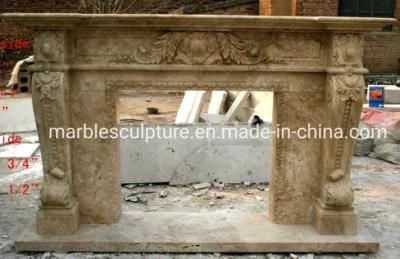 Classic Style Stone Sculpture Custom Mantel Marble Fireplace (SYMF-045)