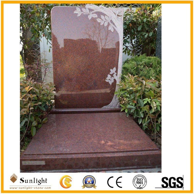 Polished China Headstone Factory Imperial Red Granite Memorial Stone Headstone