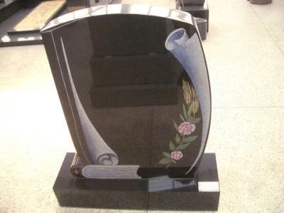 Customized Stone Hungarian Style Black Granite Tombstone