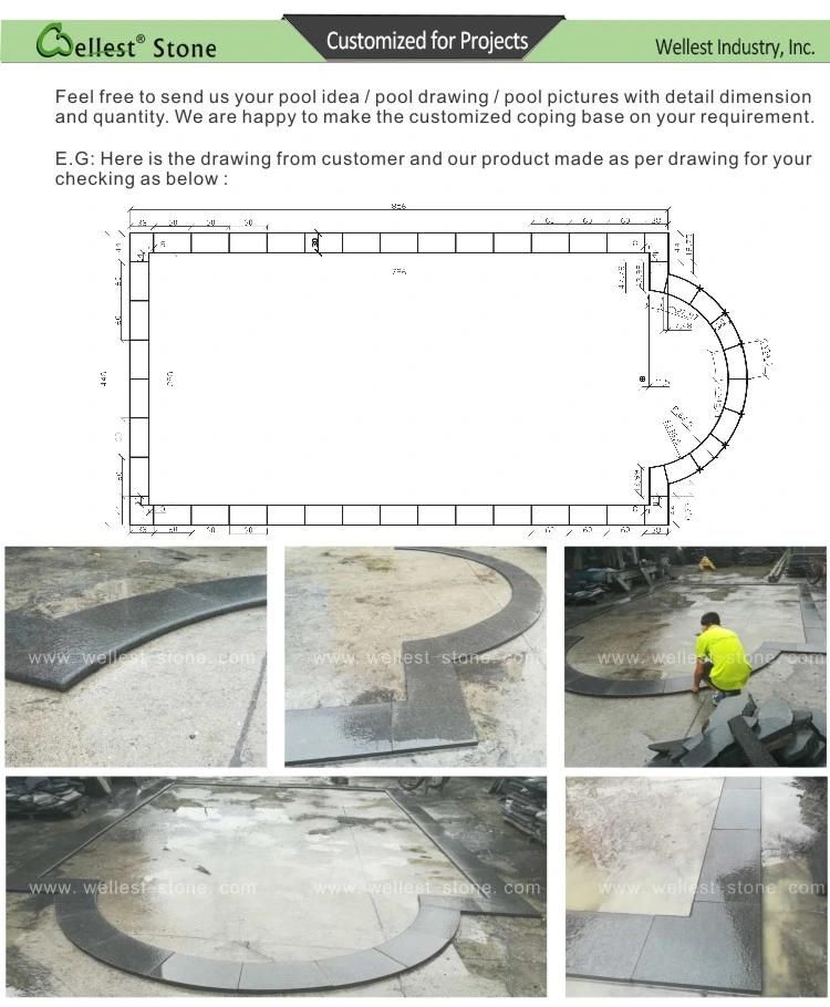 G682 Yellow Granite Drop Face Pool Coping