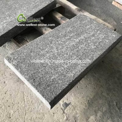 G684 Black Granite Steps, Flamed and Eased Edge, Padang Nero Granite Stairs