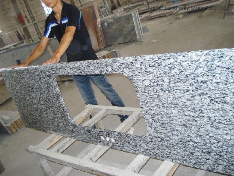 Natural Spray White Grey Granite Kitchen Countertop Stone Benchtop