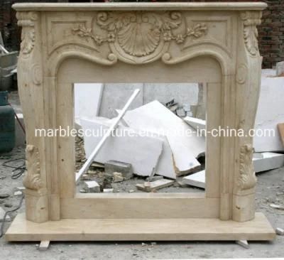Home Decoration Cheap Classic Beige Marble Fireplace (SYMF-023)