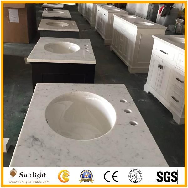 Customize Natural Italy Carrara White Marble Vanity Top for Bathroom